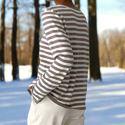Amelia – Striped Long-Sleeve Knit Top for Women
