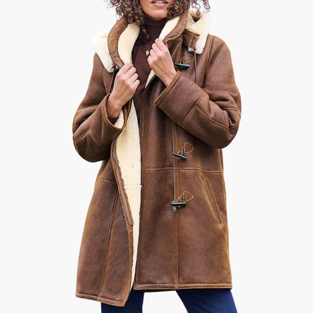Elena – Faux Shearling Toggle Coat