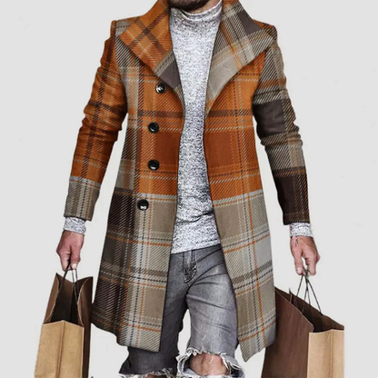 Oliver – Checked Longline Statement Coat for Men
