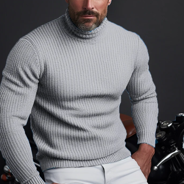 Daniel – Ribbed Turtleneck Knit Jumper Mens
