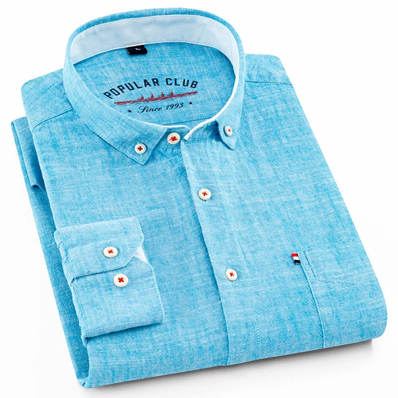 Alejandro – Męska koszula lniana slim fit z długim rękawem