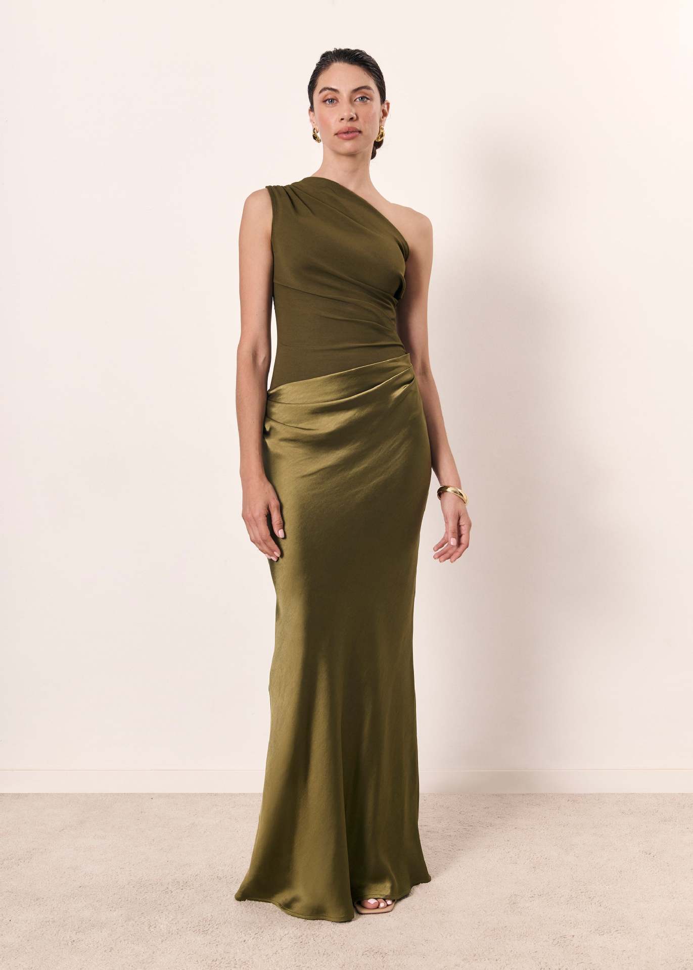 Valentina – One-Shoulder Draped Maxi Dress Womens