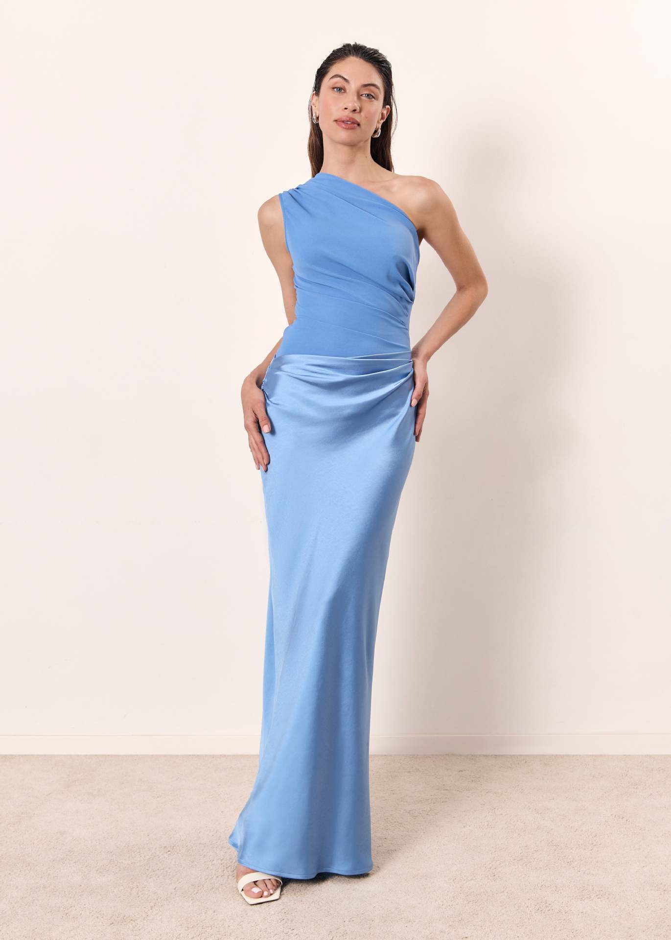 Valentina – One-Shoulder Draped Maxi Dress Womens