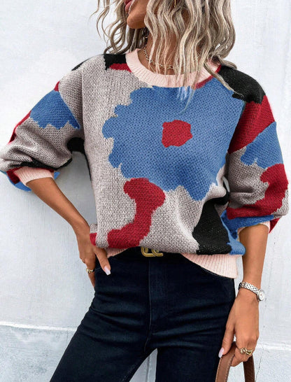 Zyra – Kolorowy sweter z kwiatowym wzorem