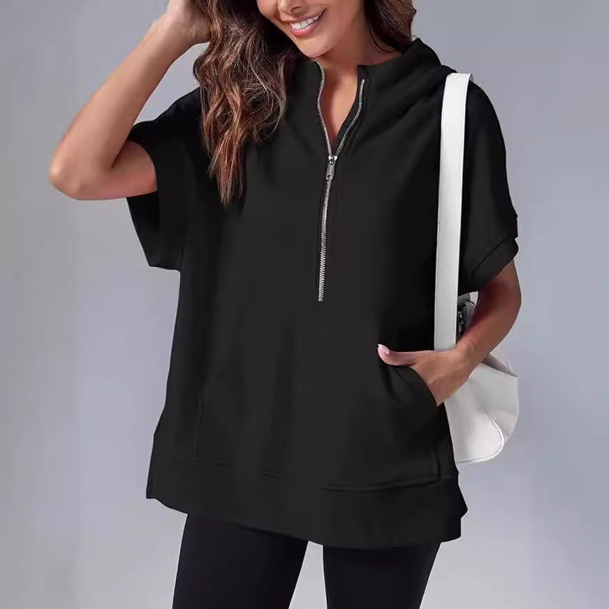 Nora – Bluza z kapturem i krótkim rękawem