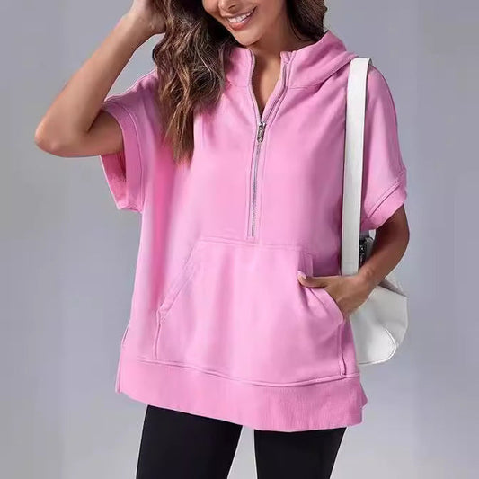 Nora – Bluza z kapturem i krótkim rękawem
