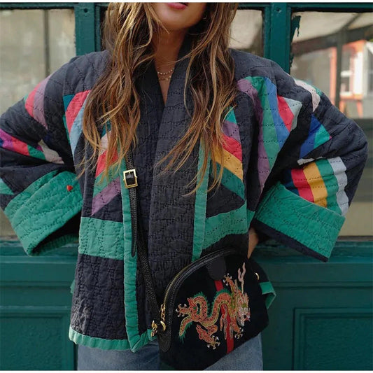 Maya – Pikowana kurtka w stylu patchwork