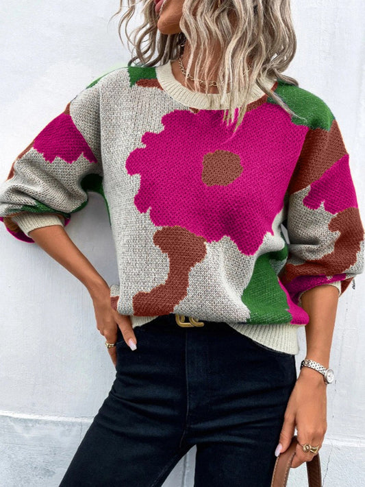 Zyra – Kolorowy sweter z kwiatowym wzorem