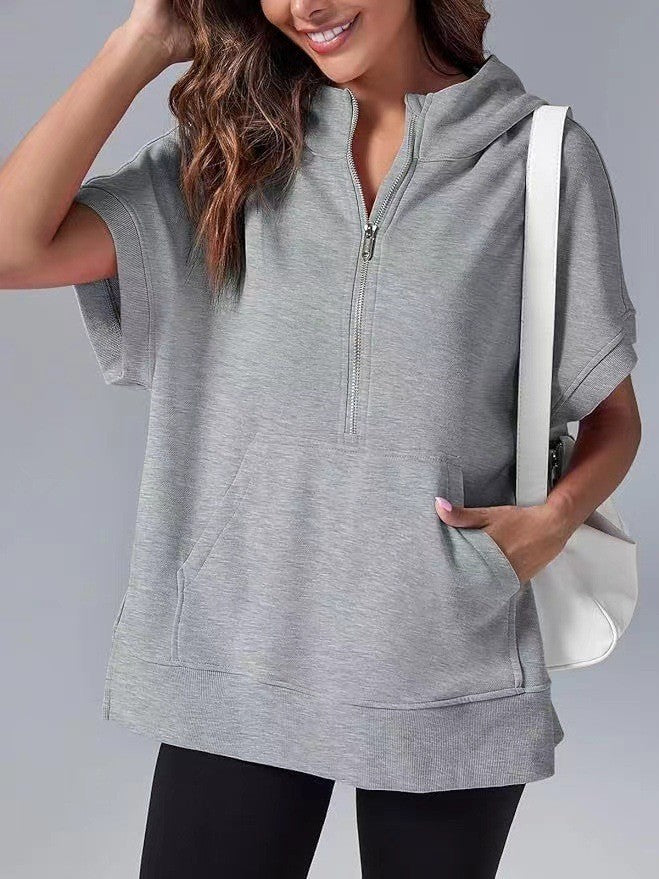 Nora – Bluza z kapturem i krótkim rękawem