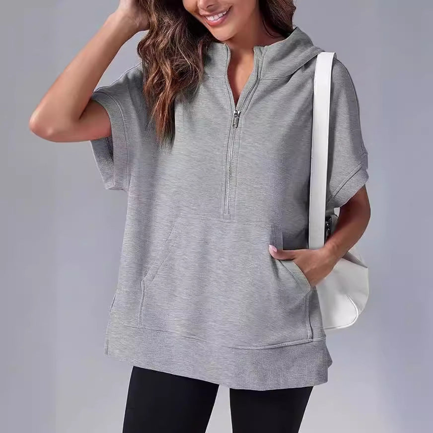 Nora – Bluza z kapturem i krótkim rękawem