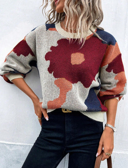 Zyra – Kolorowy sweter z kwiatowym wzorem