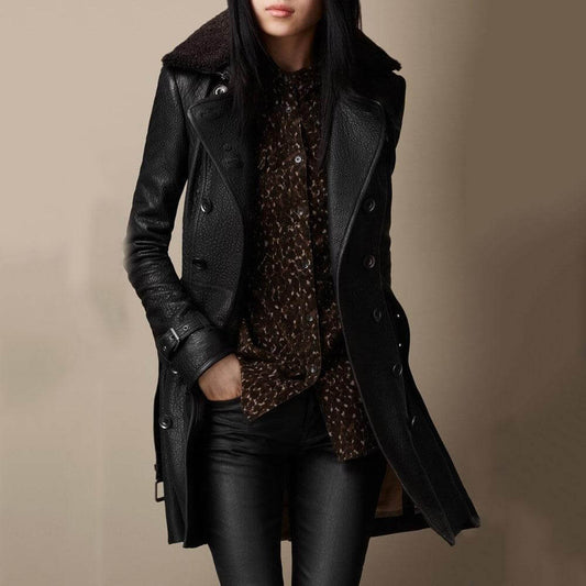 Valeria – Leather Women’s Double-Breasted Coat