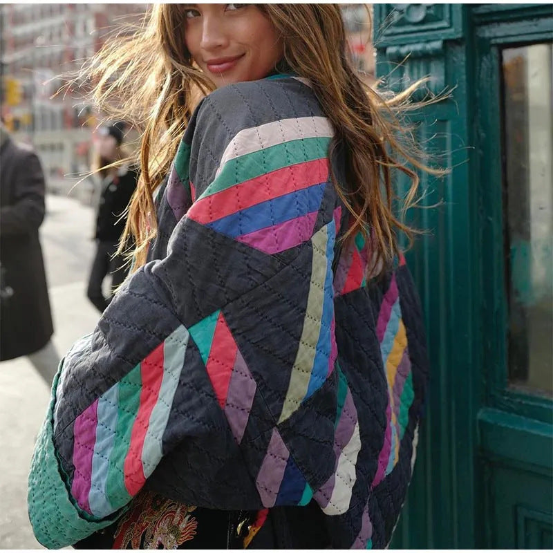Maya – Pikowana kurtka w stylu patchwork