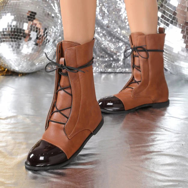 Anna – Skórzane Botki Damskie Sznurowane