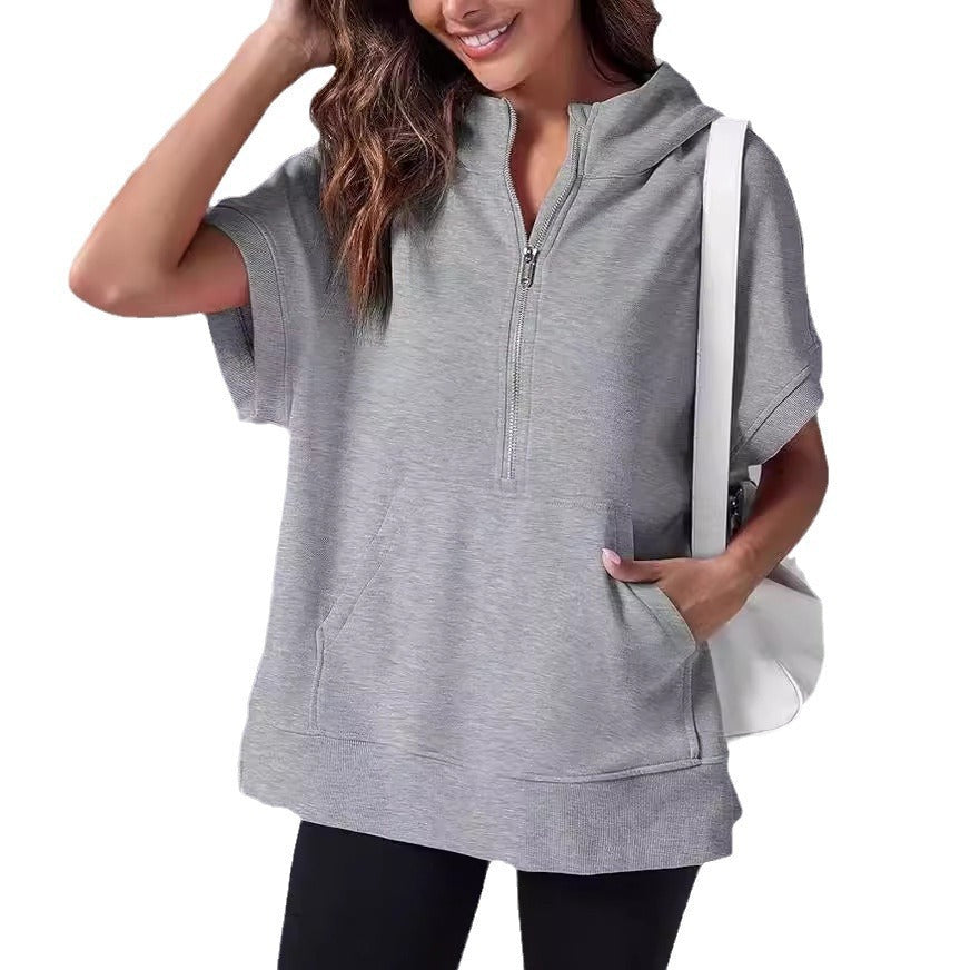 Nora – Bluza z kapturem i krótkim rękawem