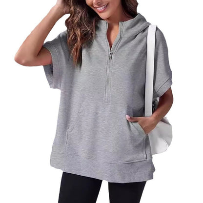 Nora – Bluza z kapturem i krótkim rękawem