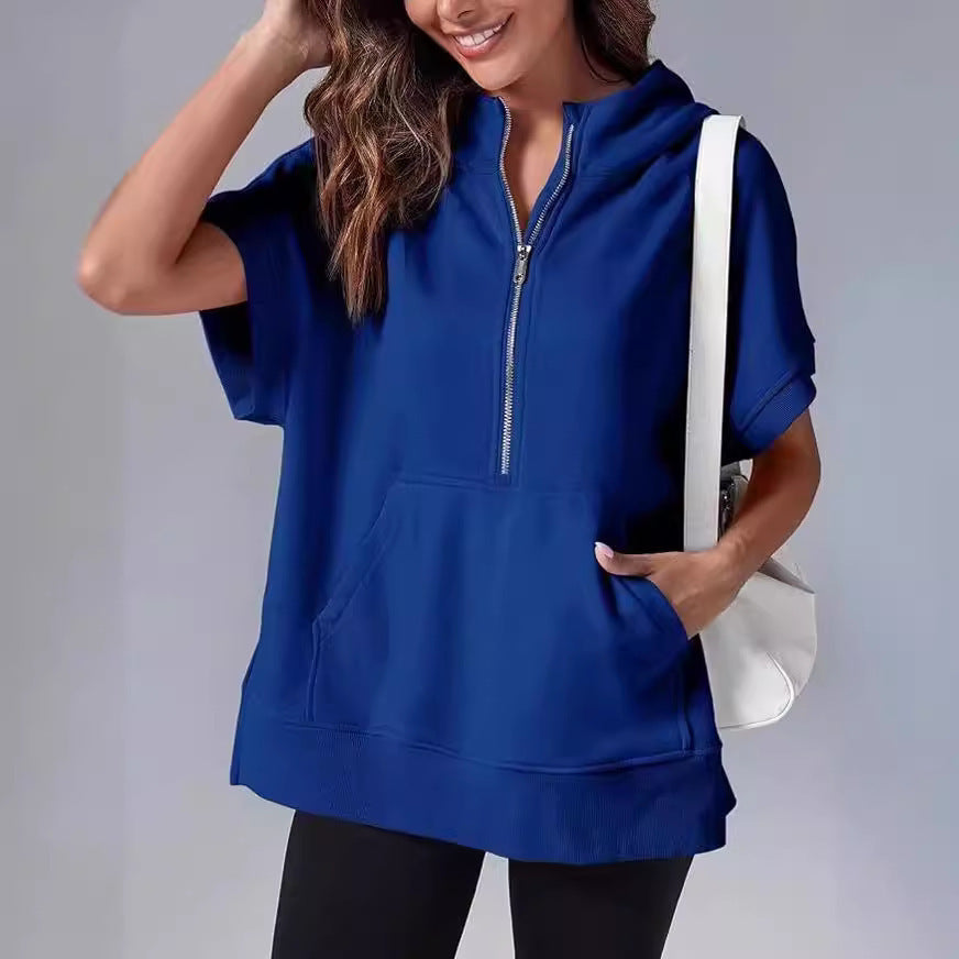 Nora – Bluza z kapturem i krótkim rękawem