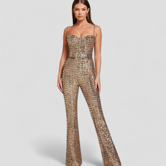 Sienna – Sequin Flared-Leg Party Jumpsuit for Women