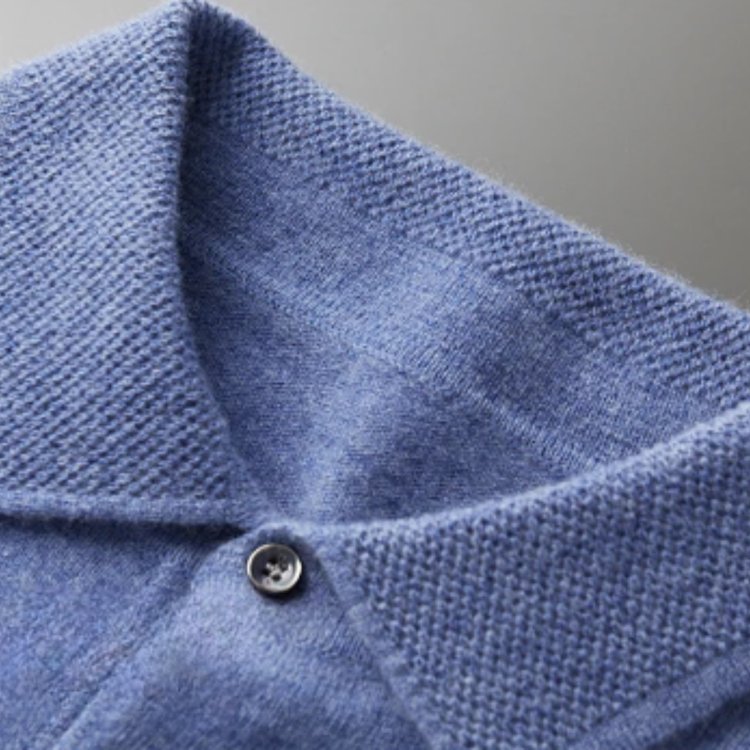 Felix – Męski sweter polo ecru z guzikami