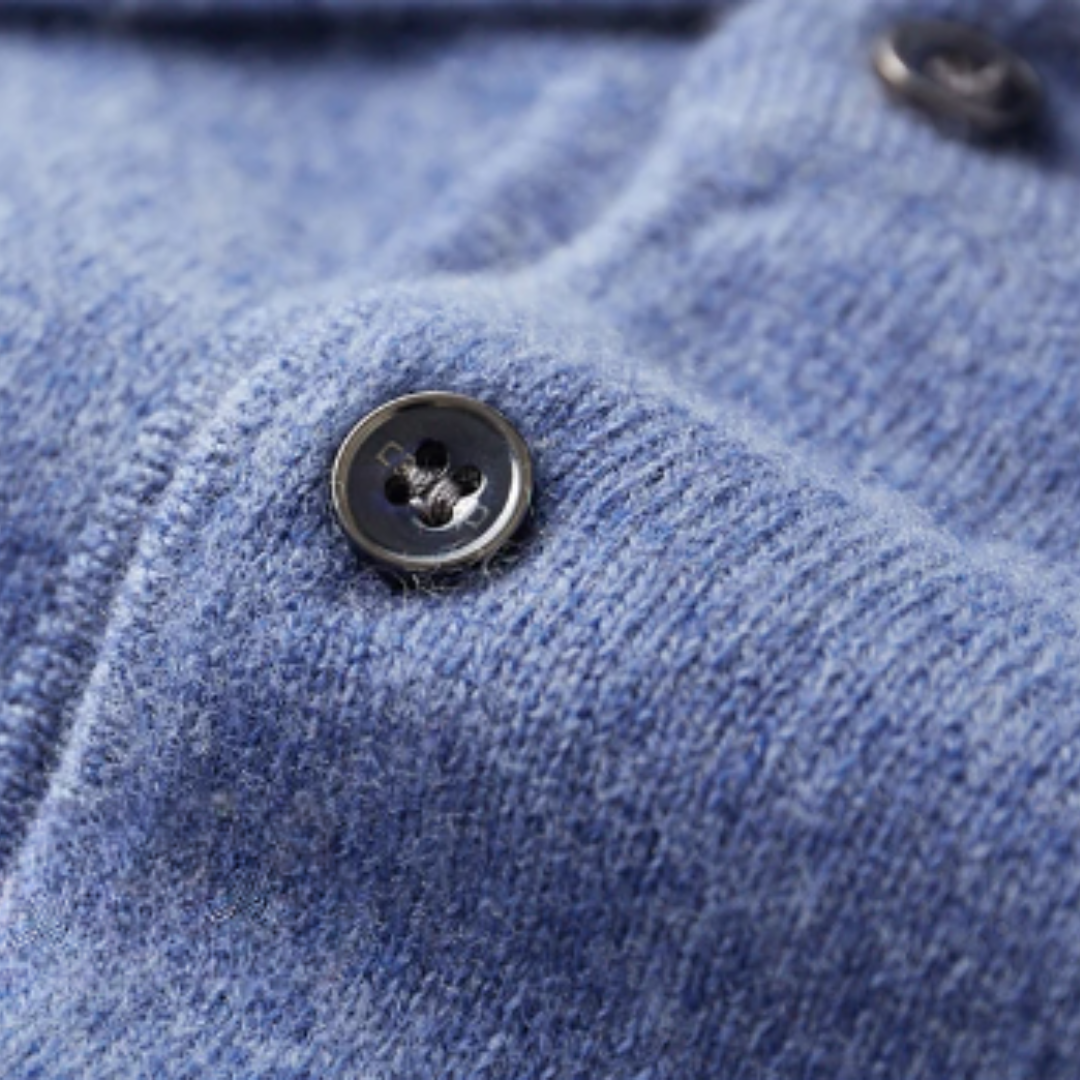 Felix – Męski sweter polo ecru z guzikami