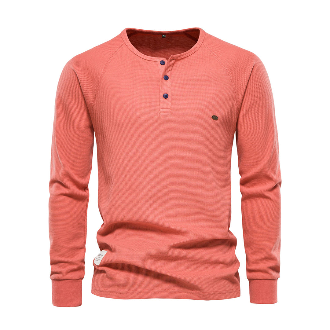 Noah - Koszulka męska longsleeve z guzikam