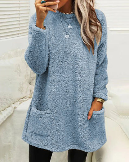 Zofia – Bluza Długa z Miękkiego Futrzaka