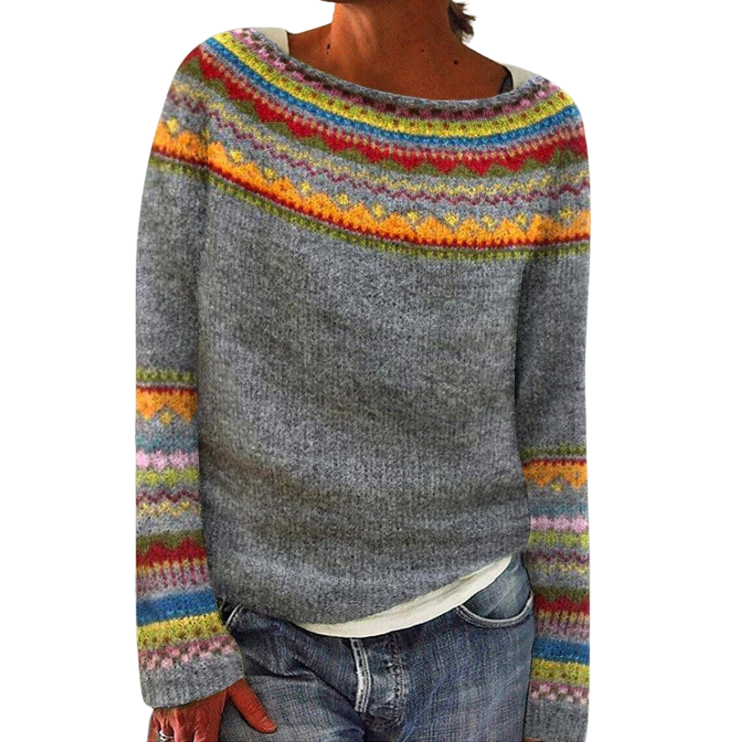 Freya – Multicolour Pattern Knit Winter Jumper for Women
