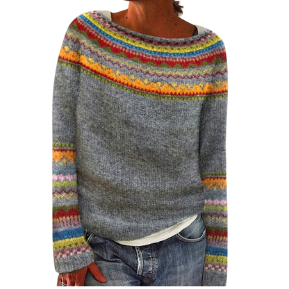Freya – Multicolour Pattern Knit Winter Jumper for Women