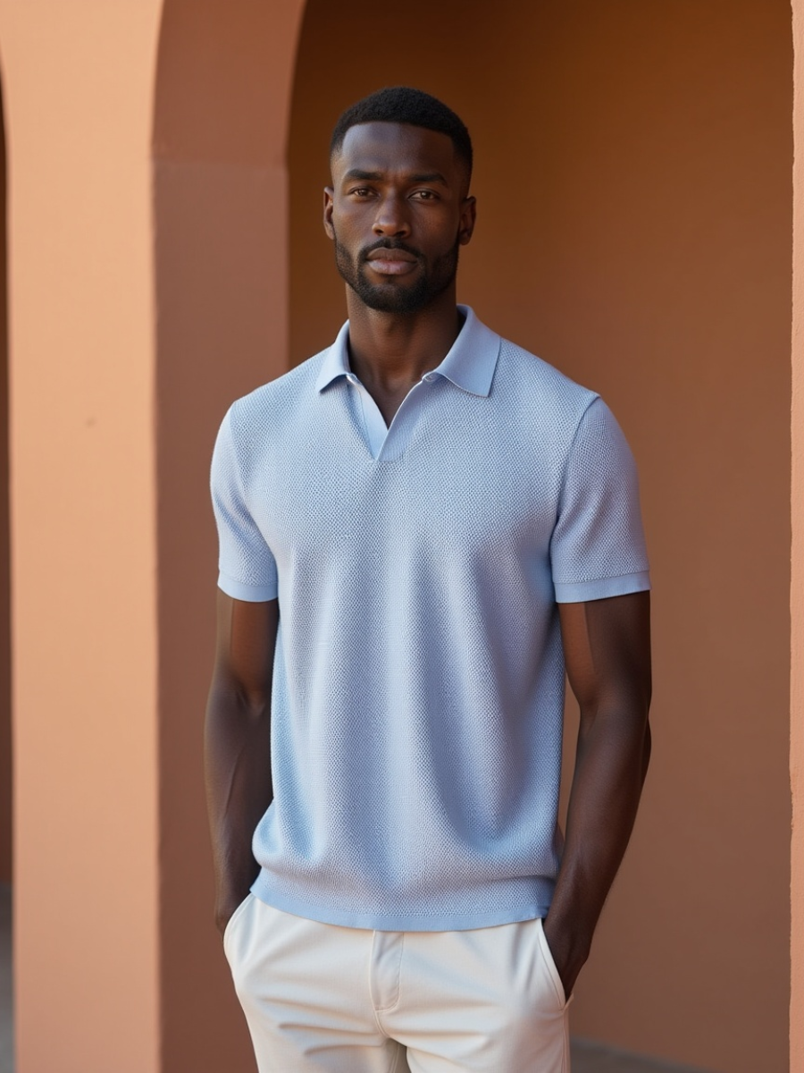 James – Textured Short-Sleeve Polo Shirt Menswear
