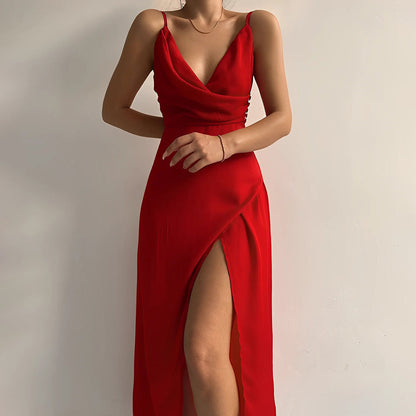 Aria – Elegant Draped Evening Slip Dress for Women
