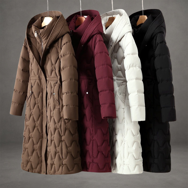 Claudia – Longline Quilted Hooded Winter Coat for Women