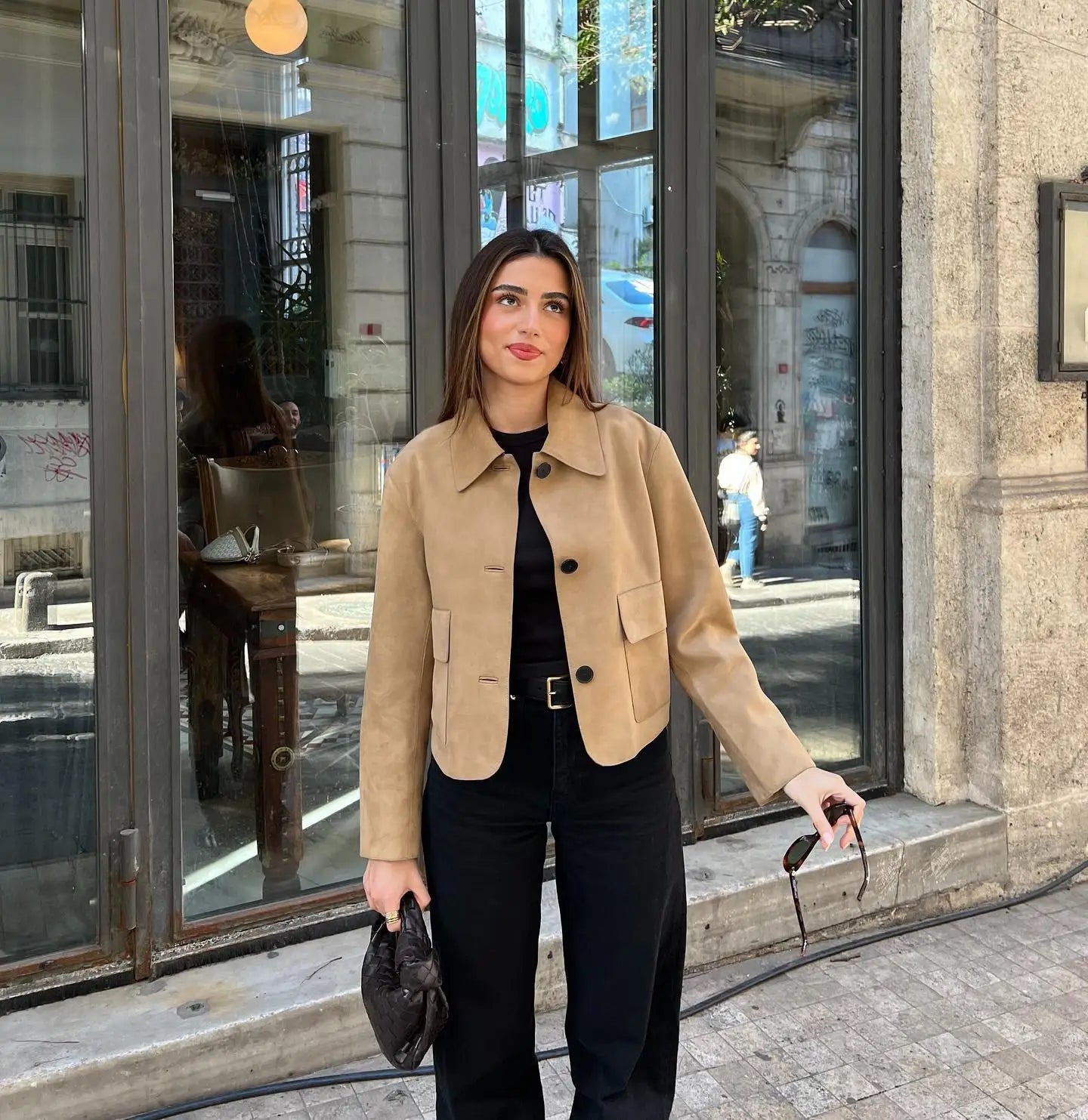 Aurora – Krótka kurtka damska z imitacji zamszu