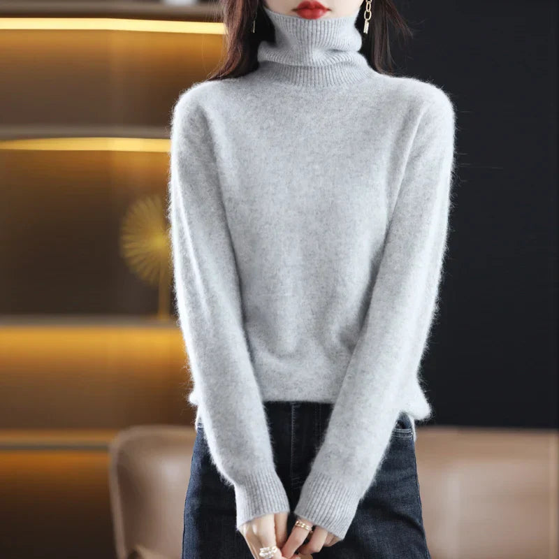Elise – Damski sweter z golfem miętowy elegancki