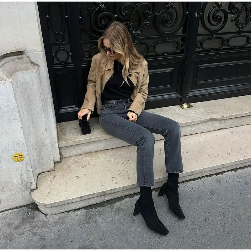 Aurora – Krótka kurtka damska z imitacji zamszu