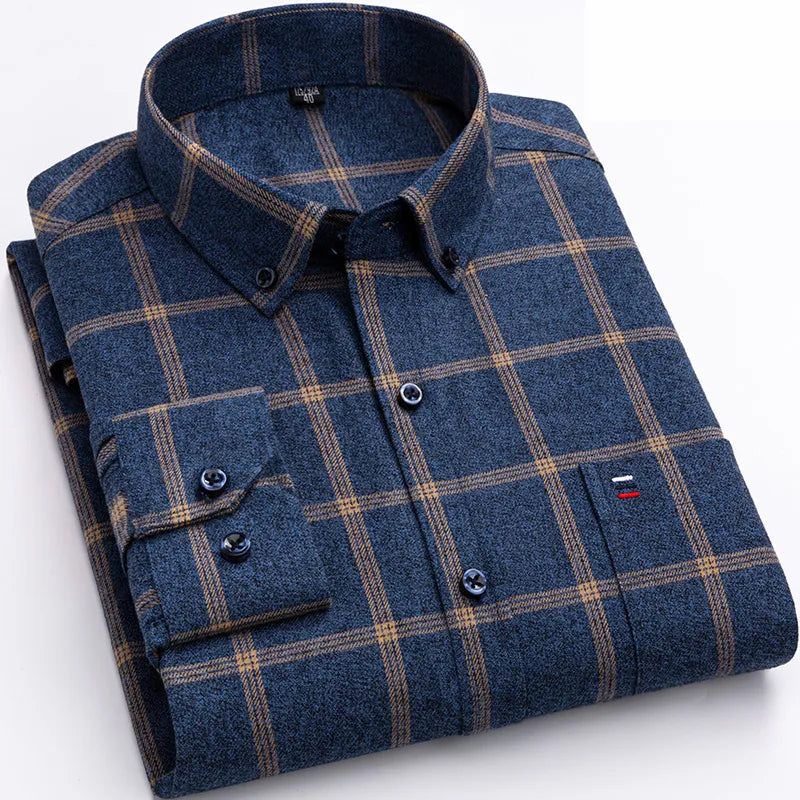 James – Checked Button-Up Flannel Shirt for Men