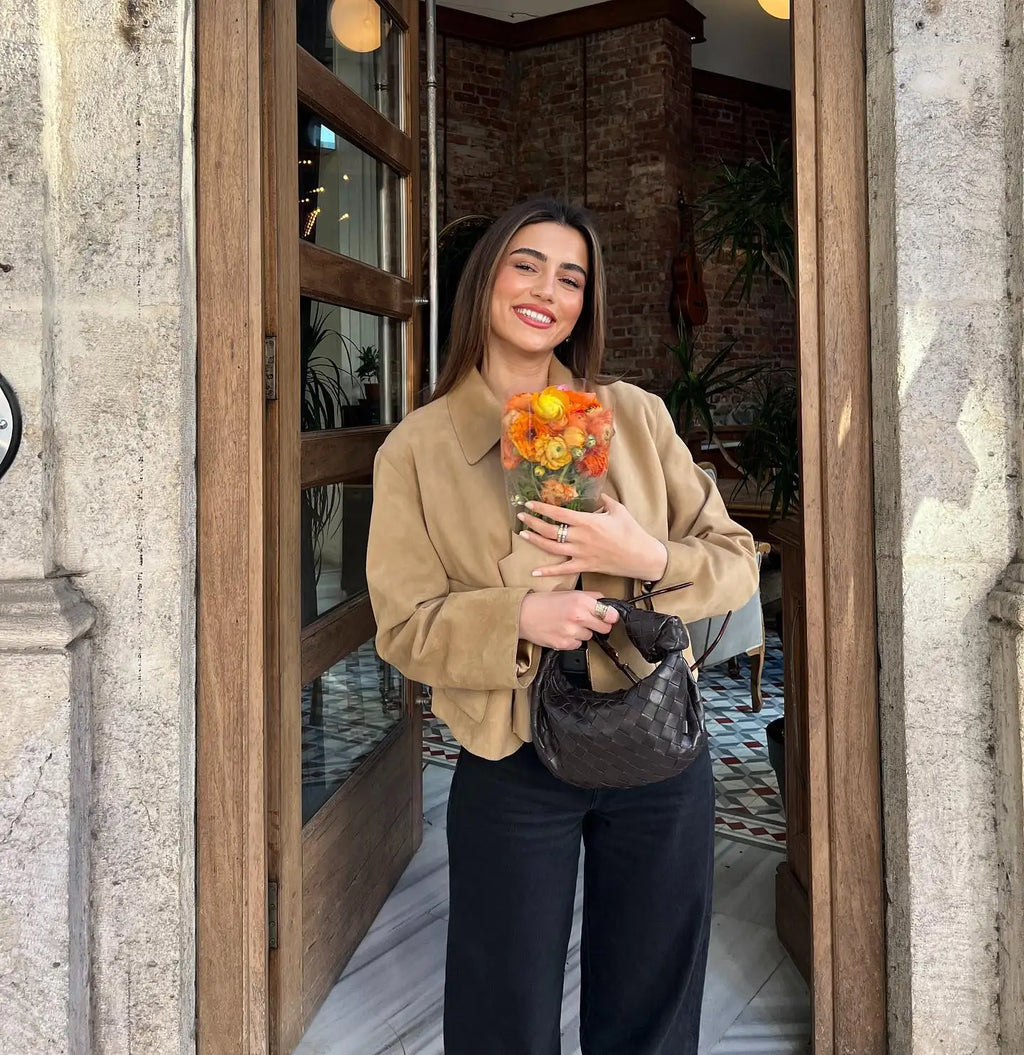 Aurora – Krótka kurtka damska z imitacji zamszu