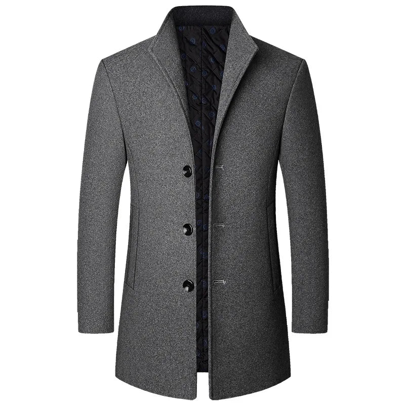 Diego – Tailored Buttoned Long Coat Mens