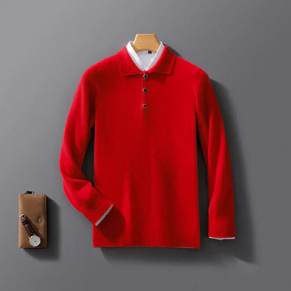 Lucas – Classic Buttoned Collar Knit Sweater for Men