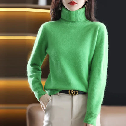 Elise – Damski sweter z golfem miętowy elegancki