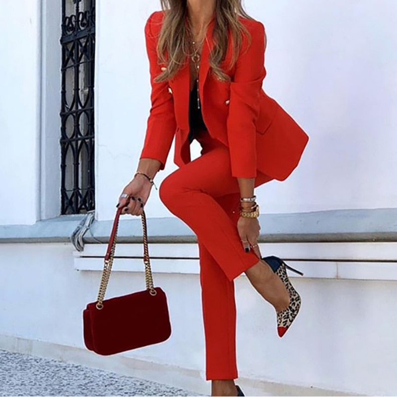 Agnieszka – Damski garnitur elegancki slim fit ze spodniami i marynarką
