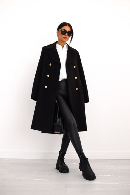 Victoria – Tailored Double-Breasted Long Coat for Women