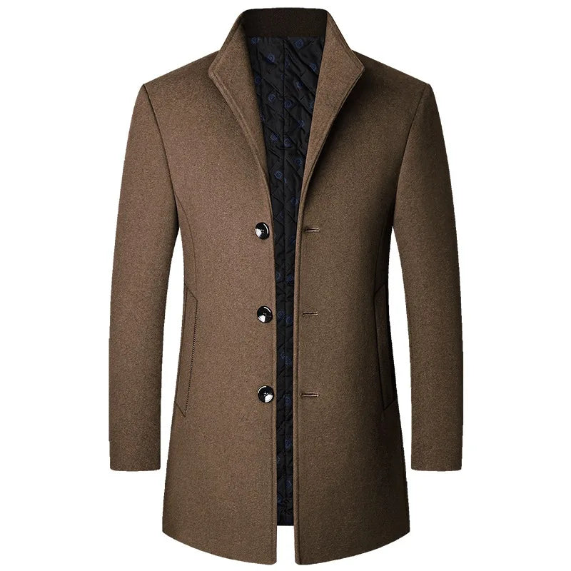 Diego – Tailored Buttoned Long Coat Mens