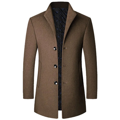 Diego – Tailored Buttoned Long Coat Mens