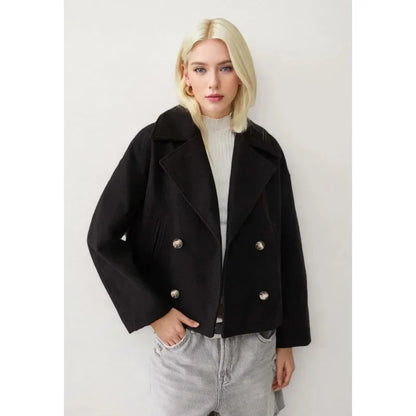 Chloe – Cropped Double-Breasted Wool-Blend Coat for Women