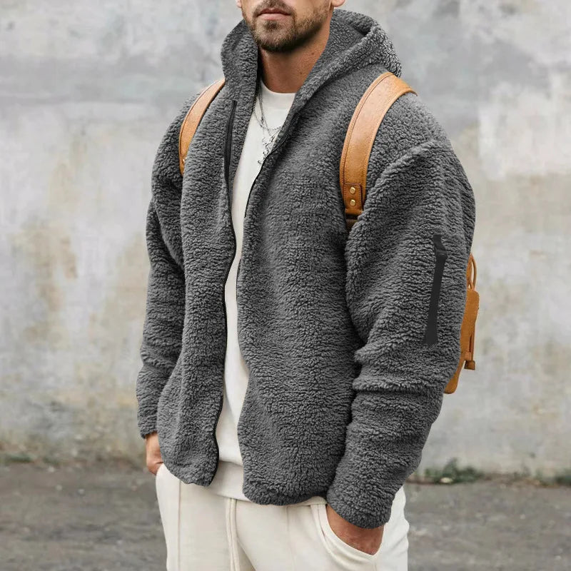 Noah – Cozy Sherpa Zip-Up Hoodie Jacket for Men