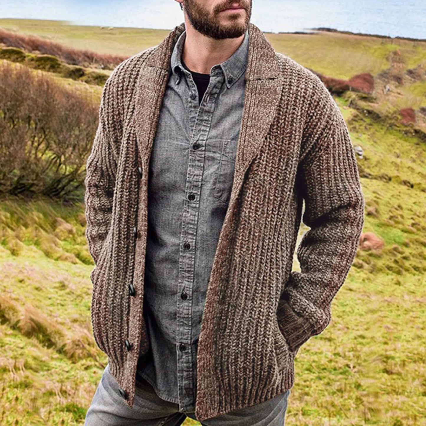 Ewan – Chunky Knit Open-Front Cardigan