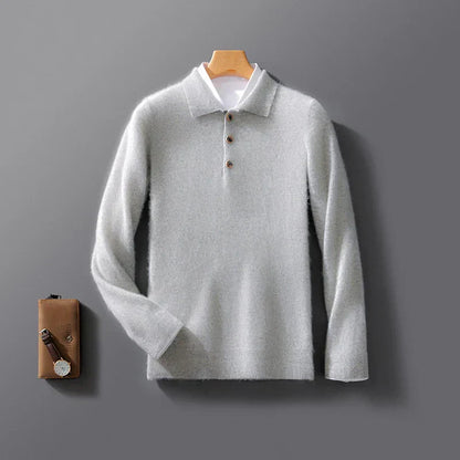Lucas – Classic Buttoned Collar Knit Sweater for Men