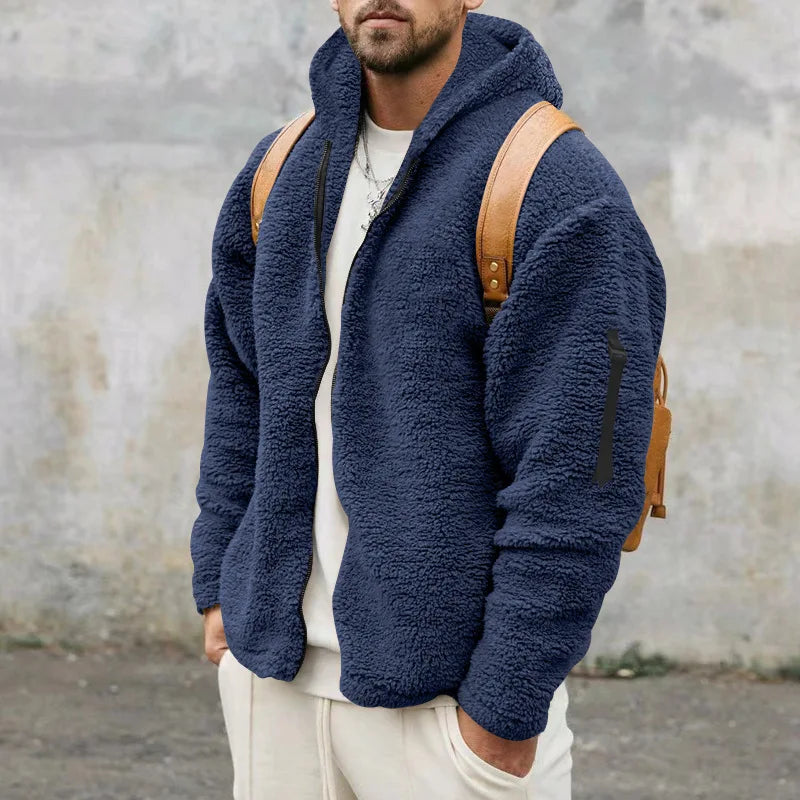 Noah – Cozy Sherpa Zip-Up Hoodie Jacket for Men