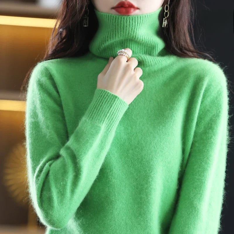 Elise – Damski sweter z golfem miętowy elegancki