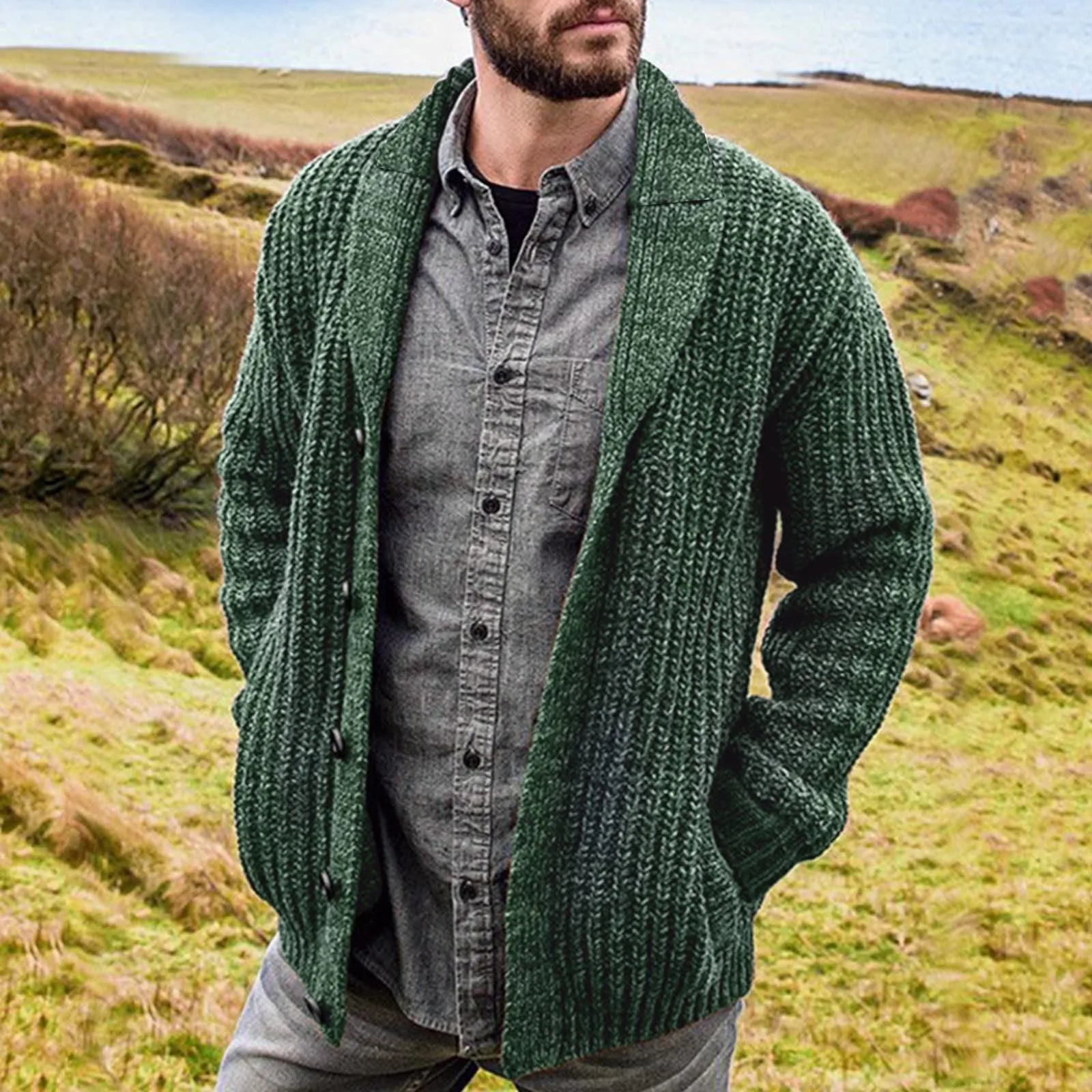 Variant image for Max | Bequeme Strickjacke Herren - Zeitloser Cardigan mit Taschen-33